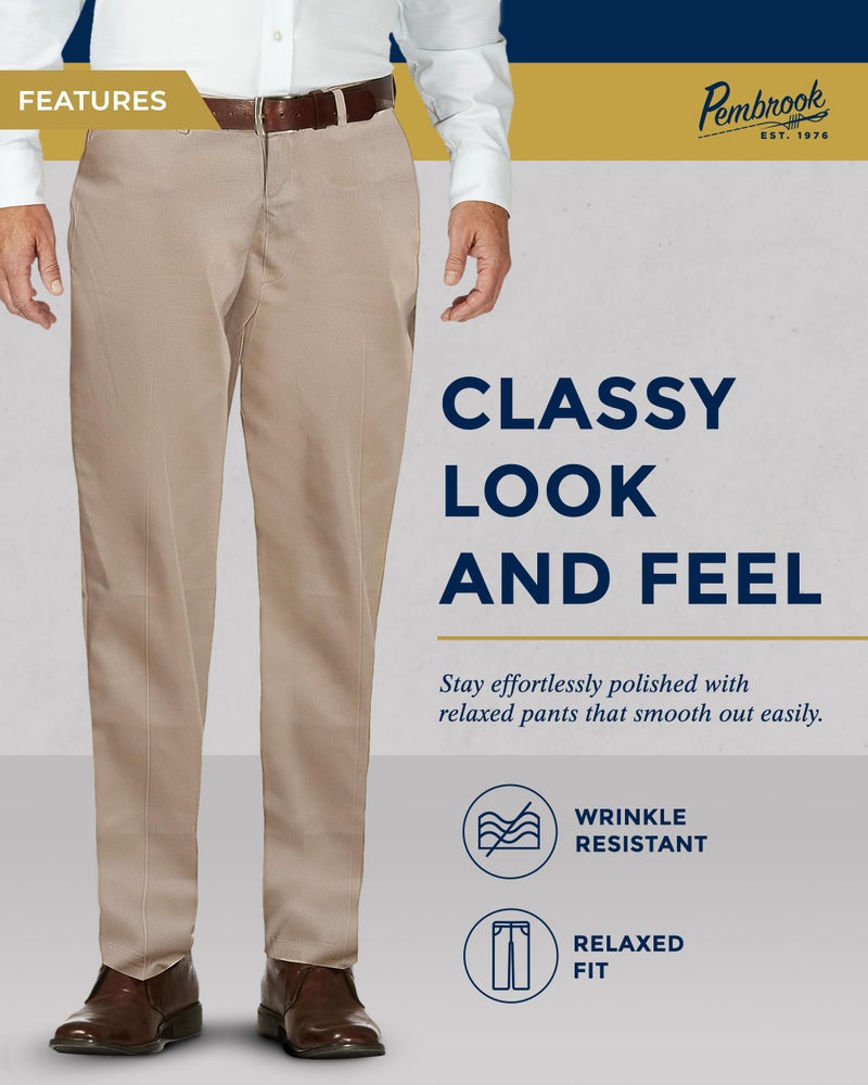 Pembrook Men's Adaptive Pants for Seniors - Elastic Waist with Zipper and Button | Senior Tan Pants - Image 3